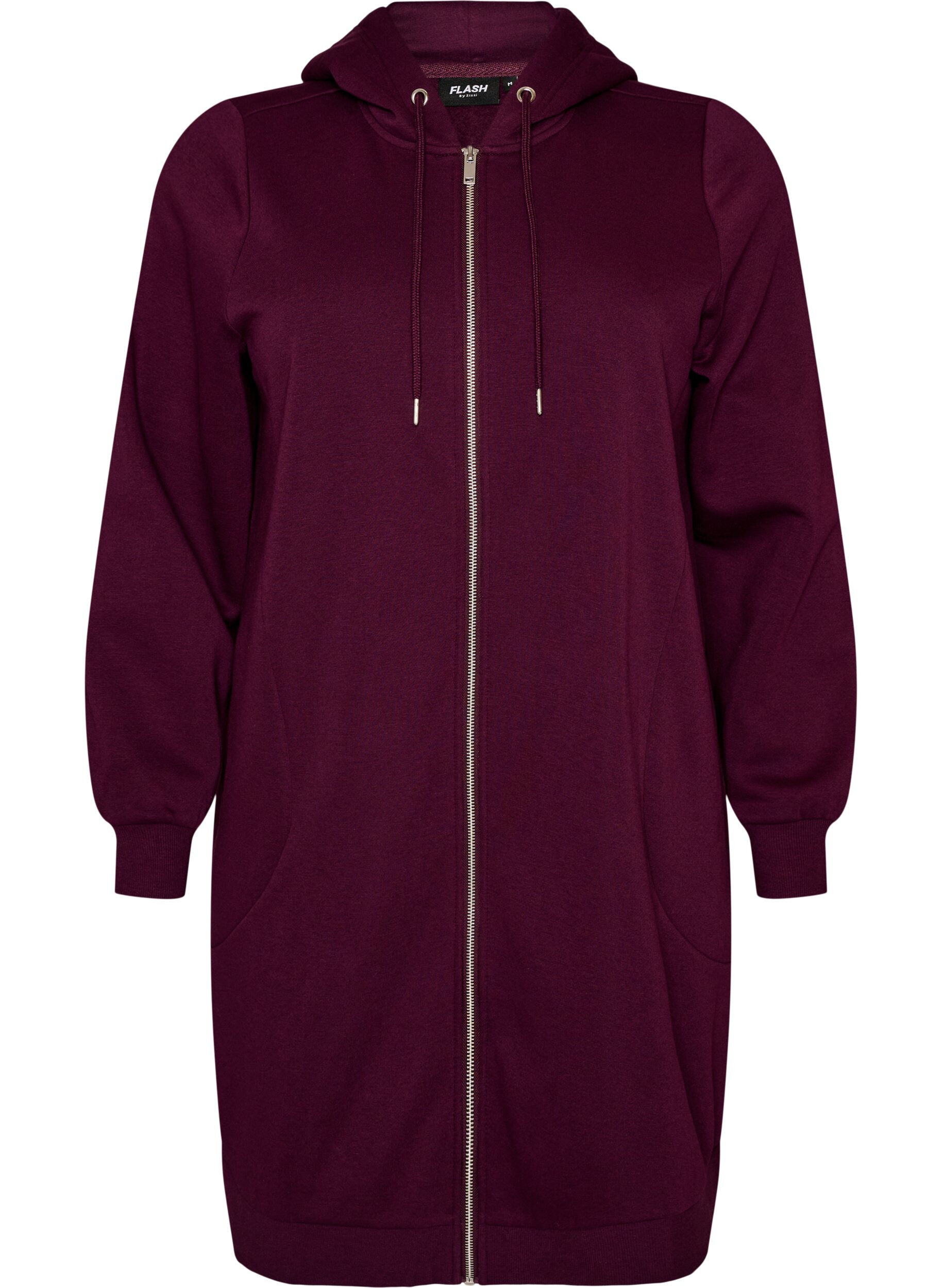 ZizzifashionLong hoodie with zip and pockets, Purple, Packshot image number 0