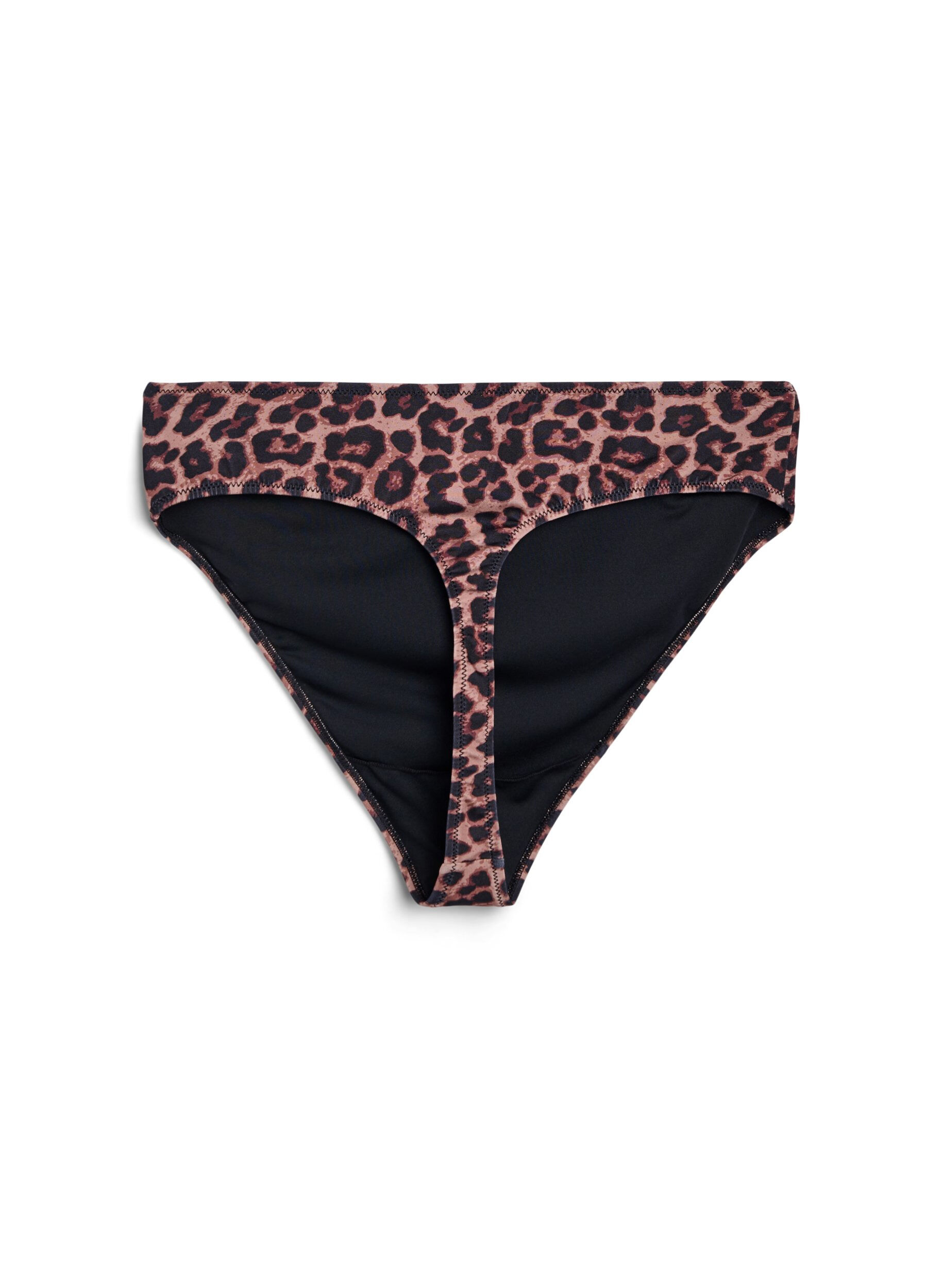 Zizzifashion Leopard bikini thong, Brown, Packshot image number 1