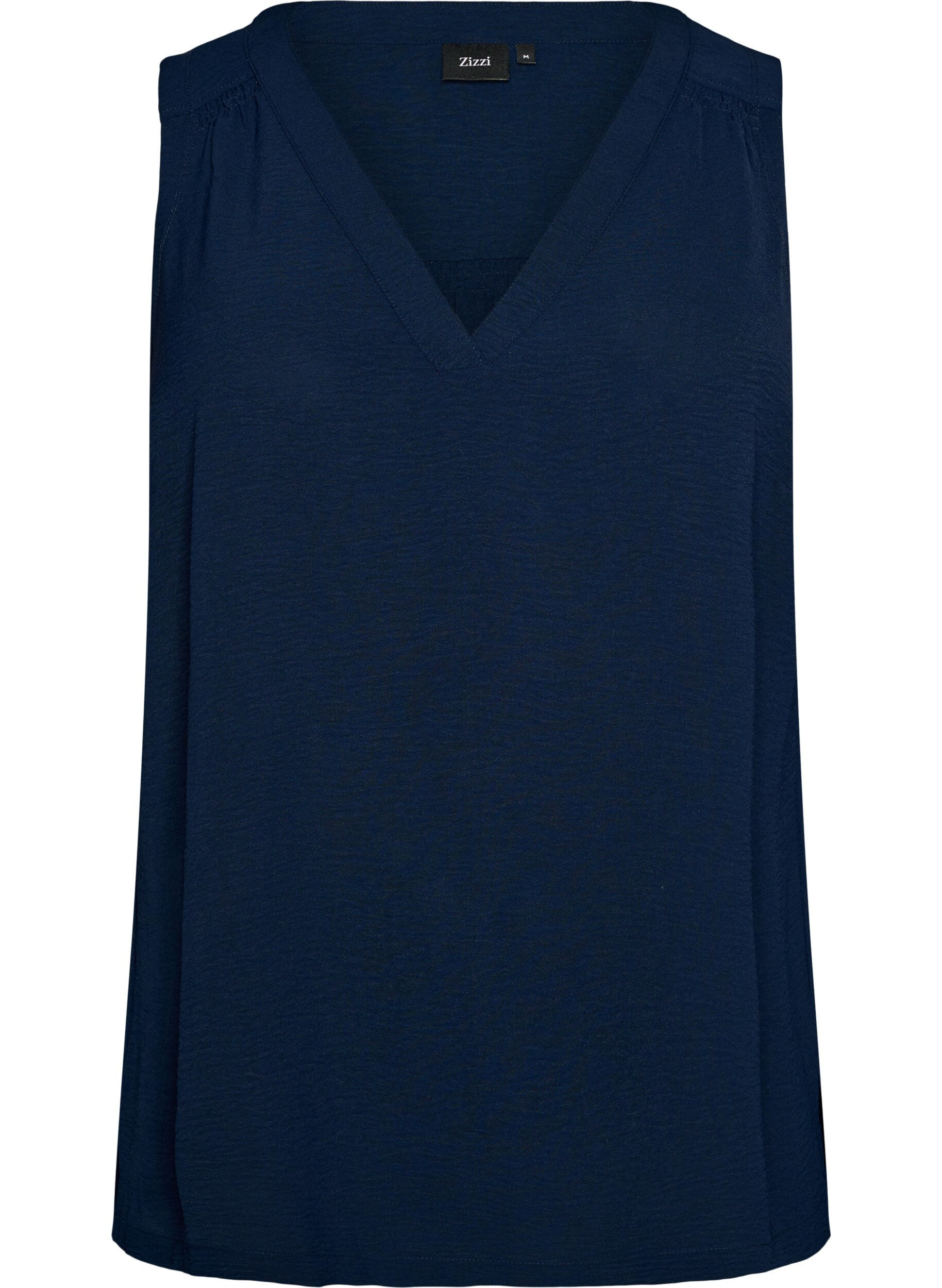 Zizzifashion Sleeveless top with wrinkle details, Blue, Packshot image number 0