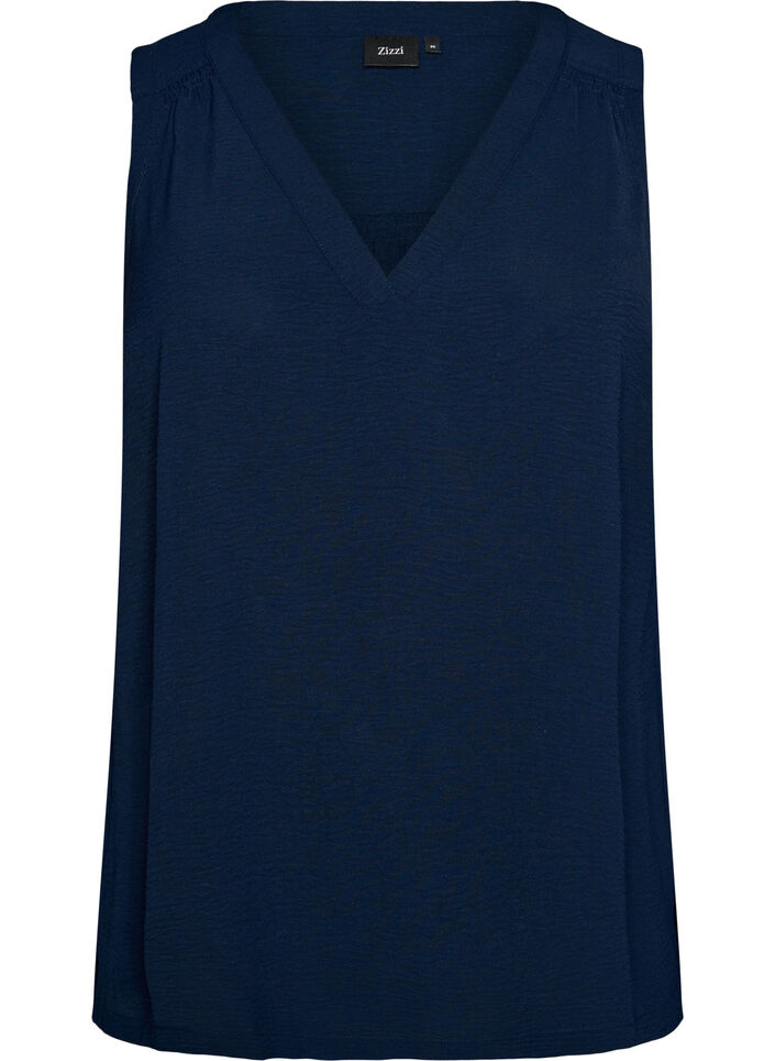 Sleeveless top with wrinkle details, Blue, Packshot image number 0