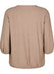 Blouse with texture and 3/4 sleeves, Brown, Packshot image number 1