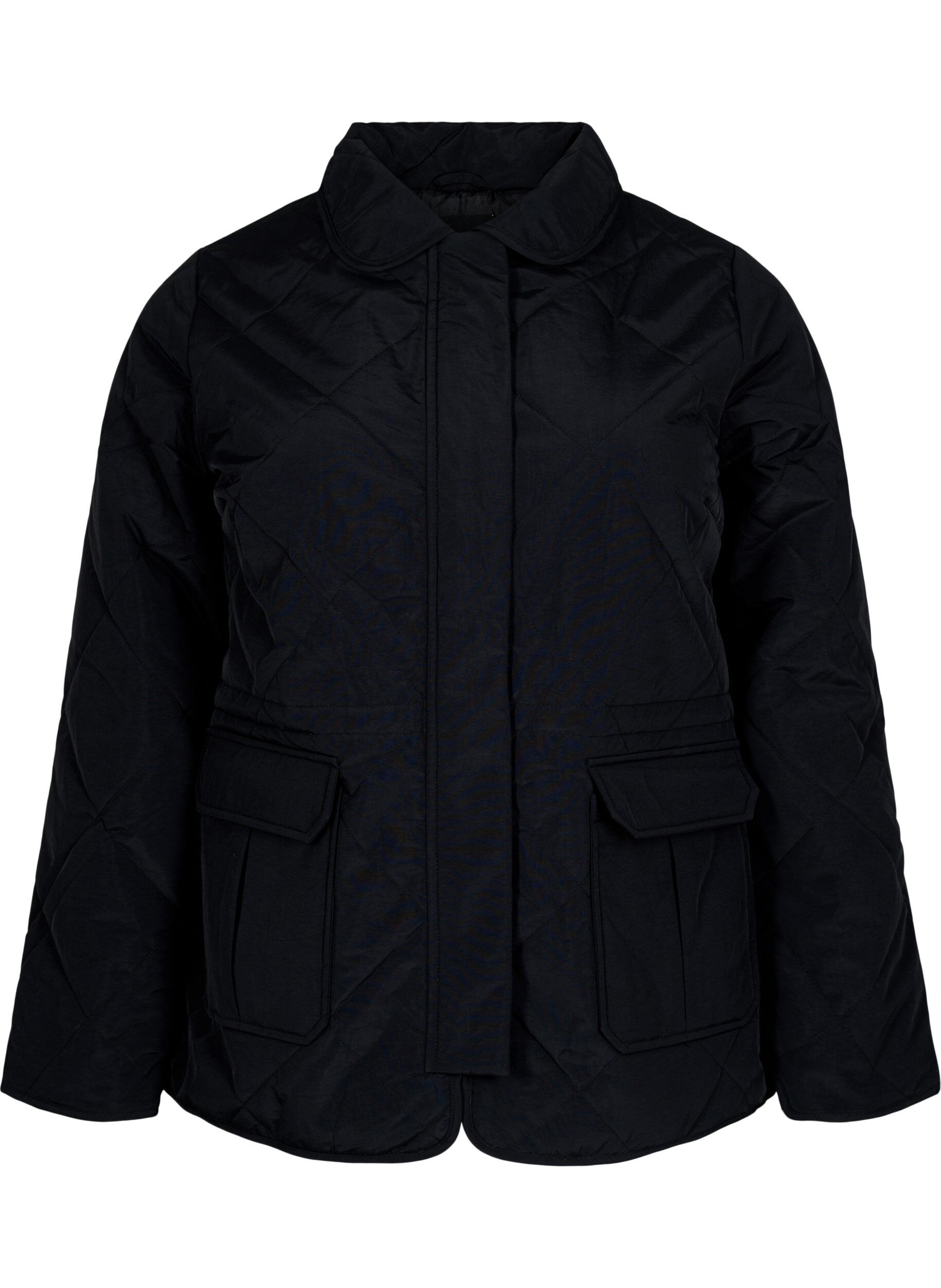 Quilted jacket with collar and pockets