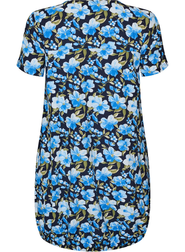 Short-sleeved, printed cotton dress, Blue, Packshot image number 1