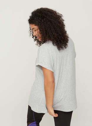 Short-sleeved sports T-shirt with print, Light Grey Melange, Model image number 1