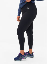Cropped exercise tights with pocket, Black, Model