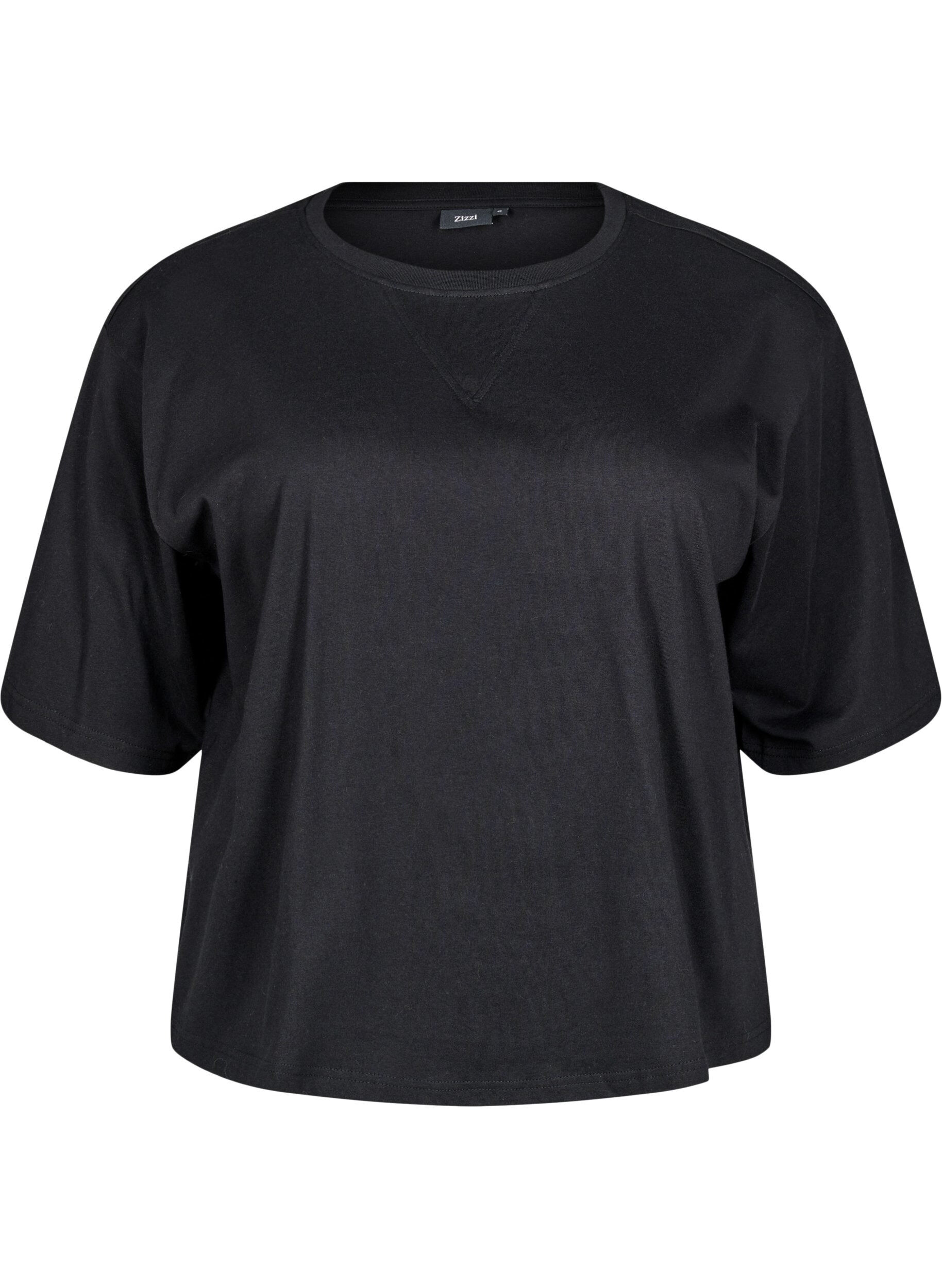 Zizzifashion Boxy T-shirt in organic cotton, Black, Packshot image number 0