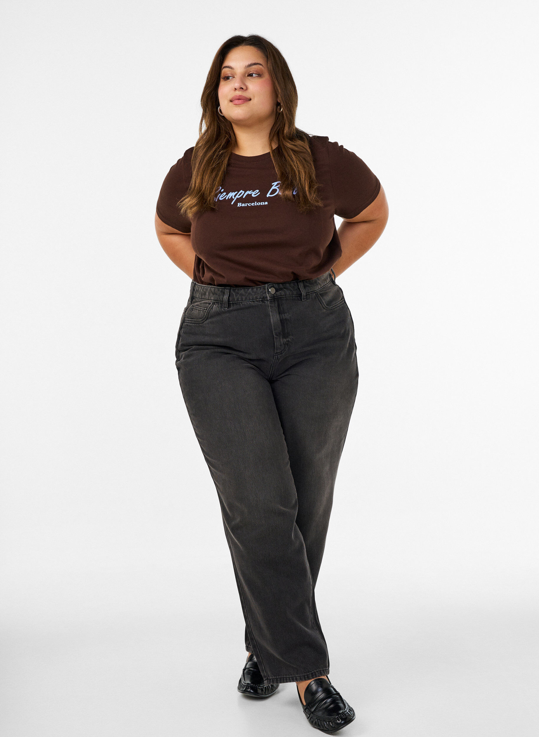 ZizzifashionT-shirt in organic cotton with print, Brown, Model image number 1