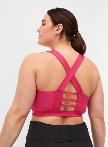 Sports top with a decorative details on the back, Pink Peacock, Model image number 1