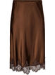 Midi satin skirt with lace trim, Brown, Packshot image number 0