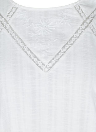 Cotton blouse with long sleeves and embroidery, Bright White, Packshot image number 2