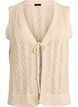 Knitted vest with eyelet embroidery and tie fastening, Beige, Packshot image number 0