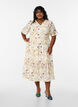 Floral midi dress with an A-line shape, Beige, Model image number 1