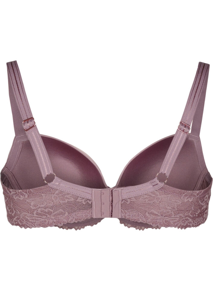 Moulded bra with lace and smooth cups, Rose, Packshot image number 1