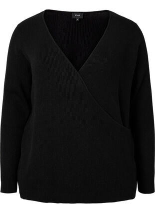 Knitted jumper with wrap, Black, Packshot image number 0