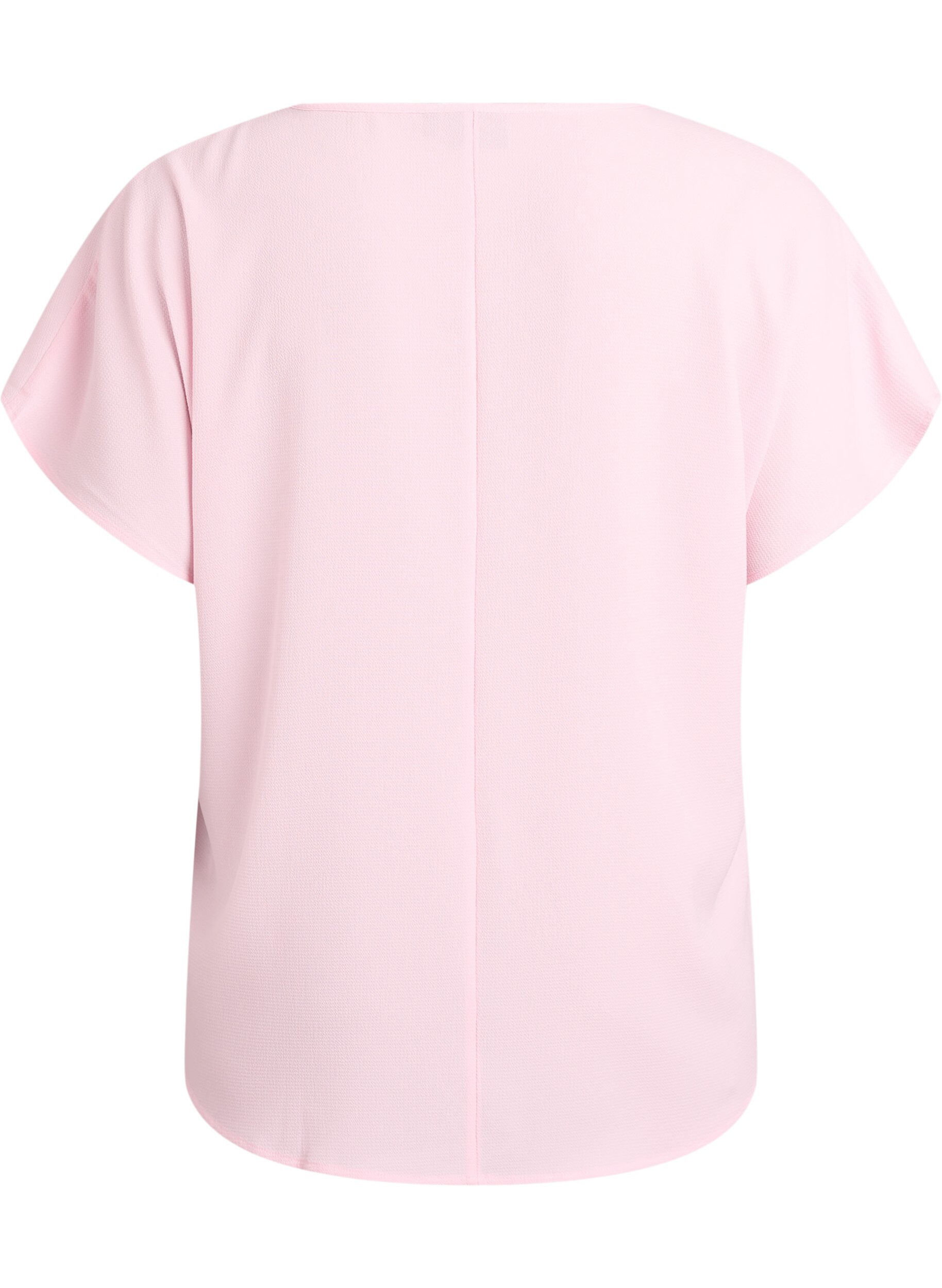 Zizzifashion Blouse with short sleeves and a round neckline, Pink, Packshot image number 1