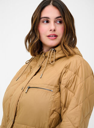 Quilted lightweight jacket with hood, Tobacco Brown, Model image number 2