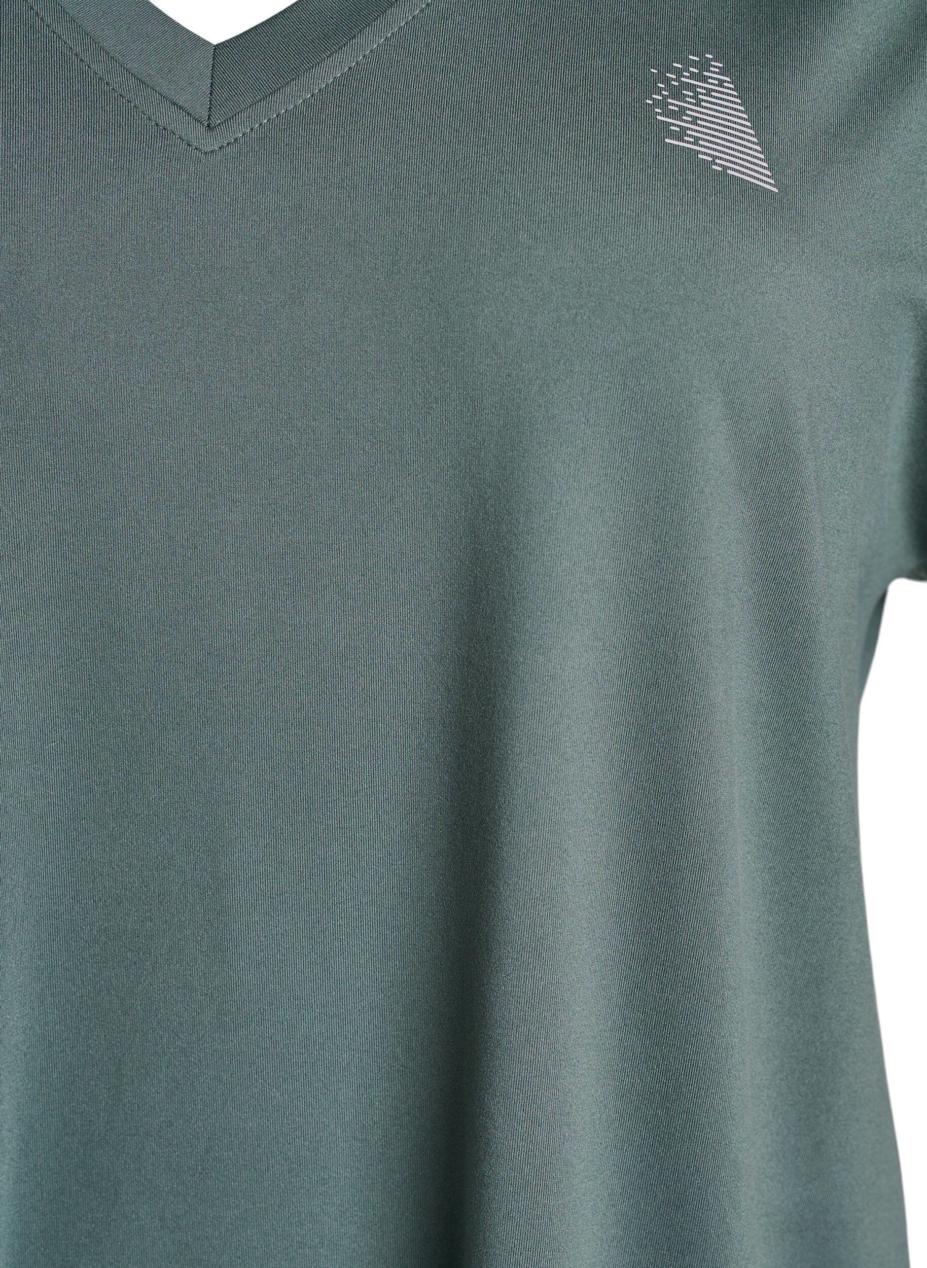 Zizzifashion Loose training t-shirt with v-neck, Green, Packshot image number 2