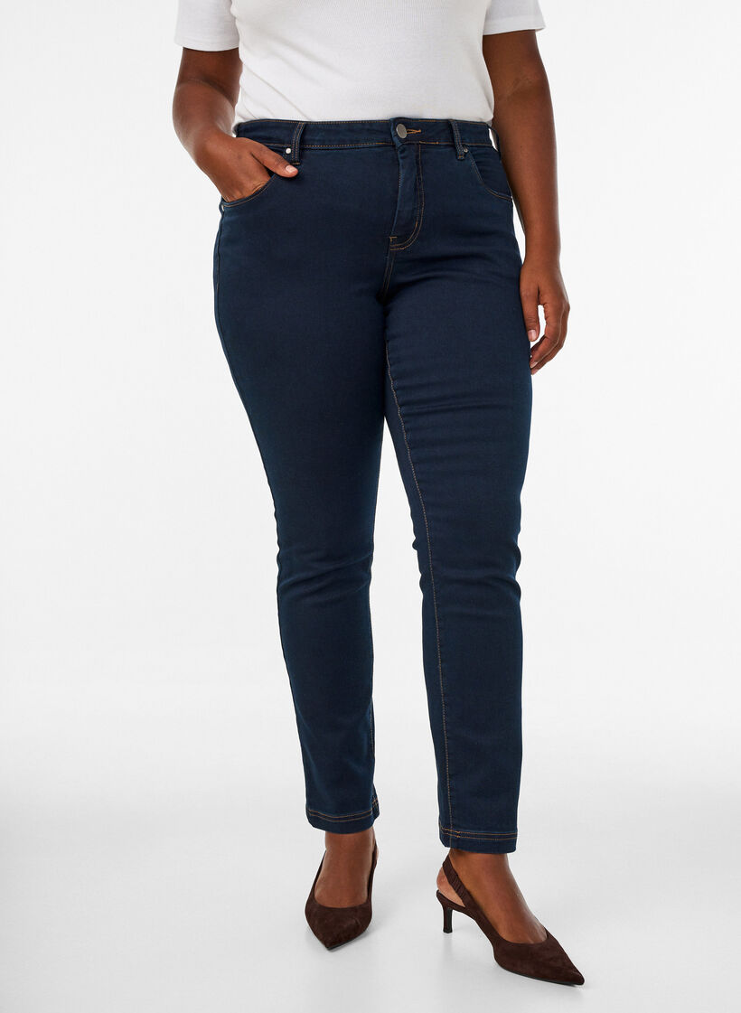 Slim fit Emily jeans with normal waist, Blue, Model image number 3