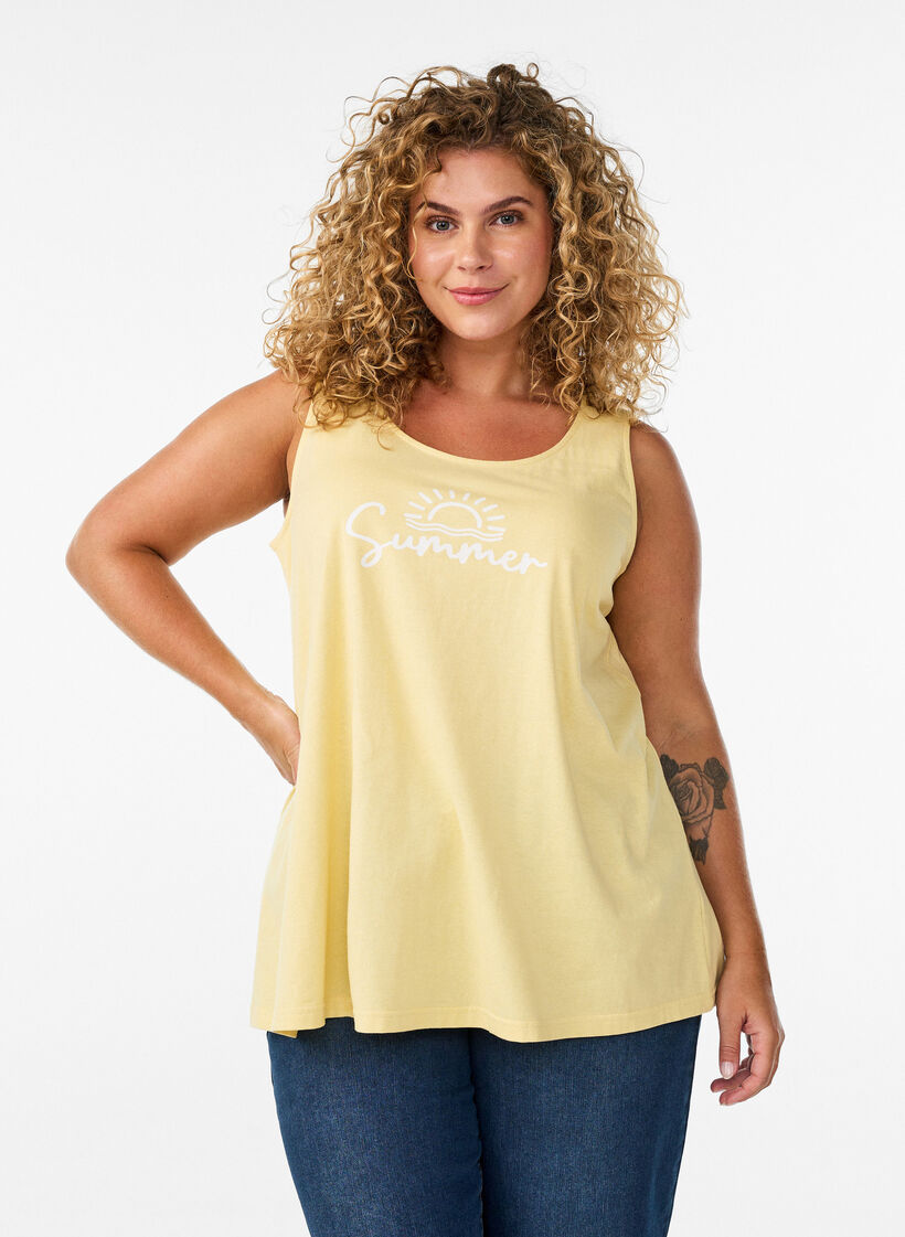 Cotton top with a-shape, Yellow, Model image number 0