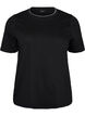 Cotton T-shirt with wavy contrasting edges, Black, Packshot image number 0