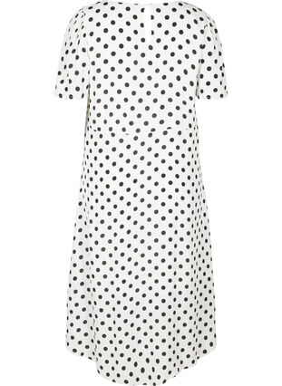 Short-sleeved viscose dress with dots, White w. Black Dot, Packshot image number 1