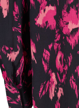 Long-sleeved, printed viscose blouse, Black Pink AOP, Packshot image number 3