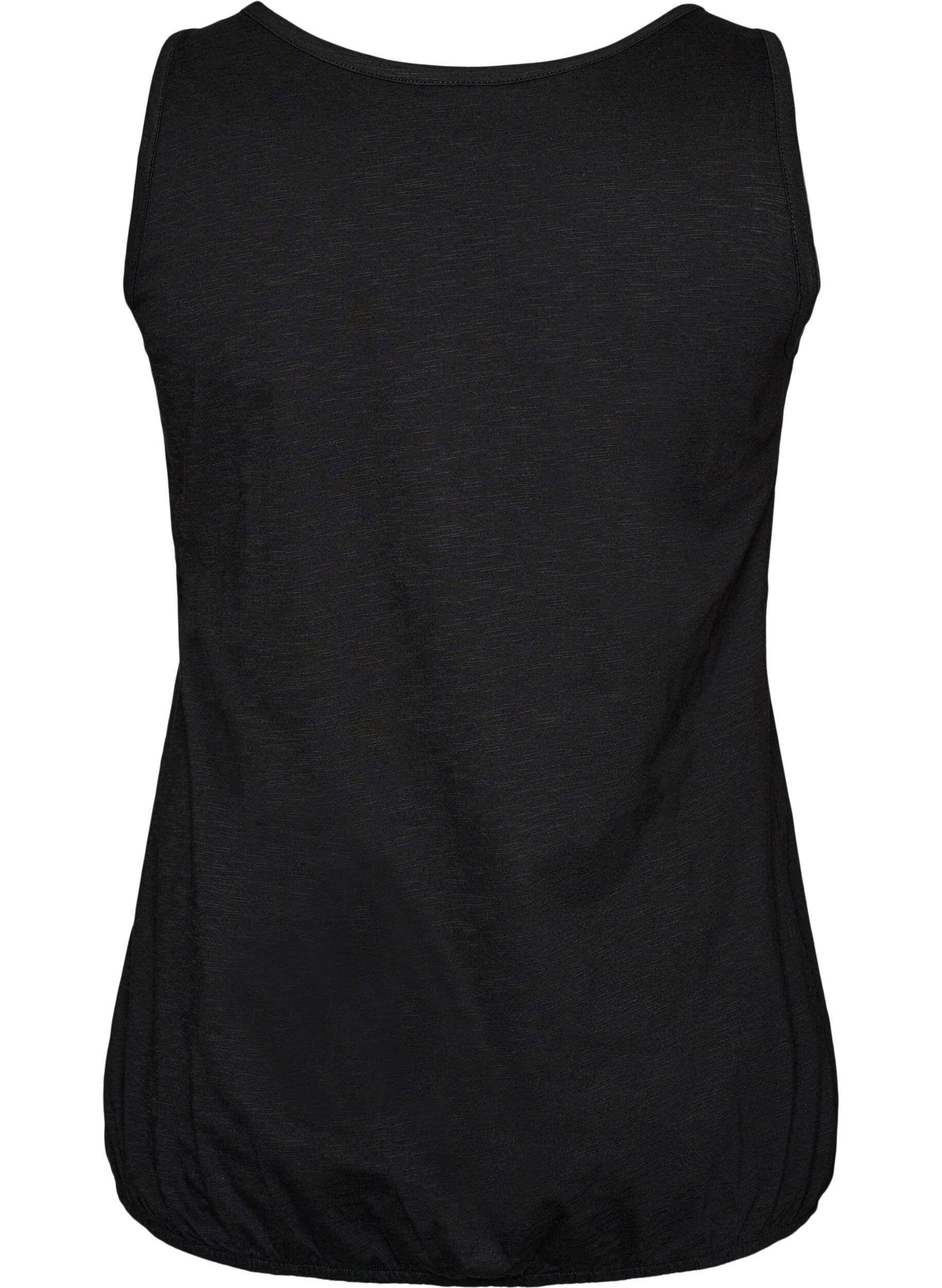 Zizzifashion Tank top in organic cotton with V-neck and buttons, Black, Packshot image number 1