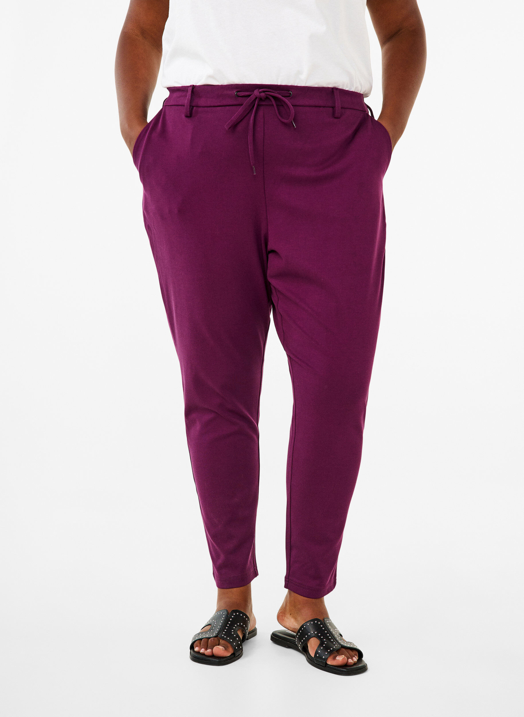 Zizzifashion Cropped Maddison trousers, Purple, Model image number 2