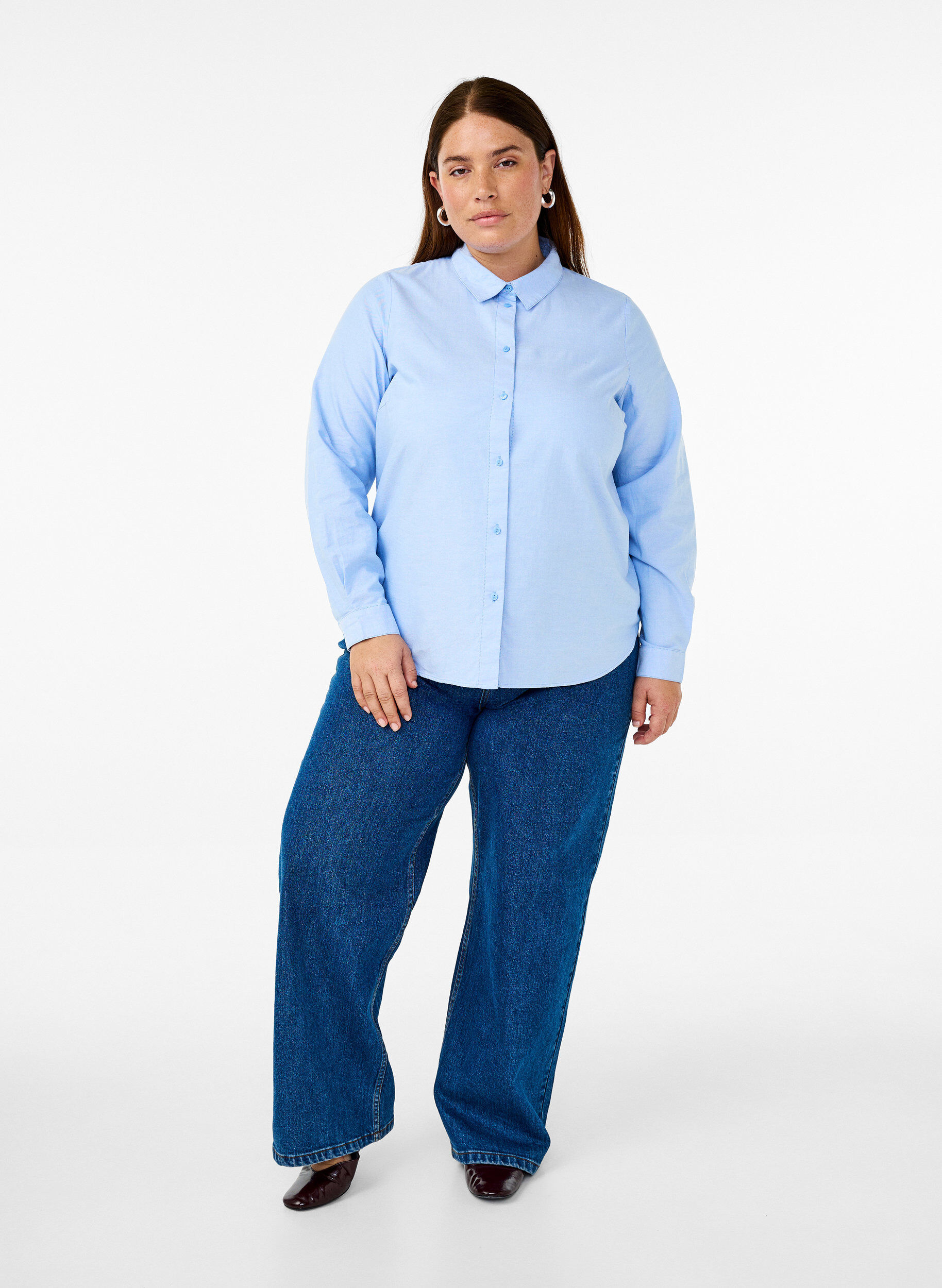 Zizzifashion Long-sleeved cotton shirt, Light Blue, Model image number 1