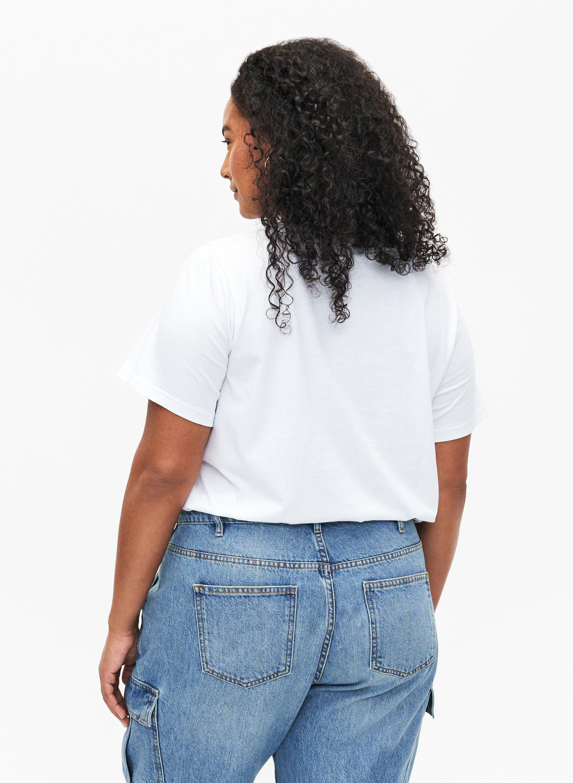 Zizzifashion Cotton T-shirt with a motif, B. White w. Face, Model image number 1