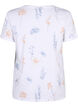 Organic cotton T-shirt with floral print, White W. Blue flower, Packshot image number 1