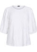 Blouse with texture and 3/4 sleeves, White, Packshot image number 0