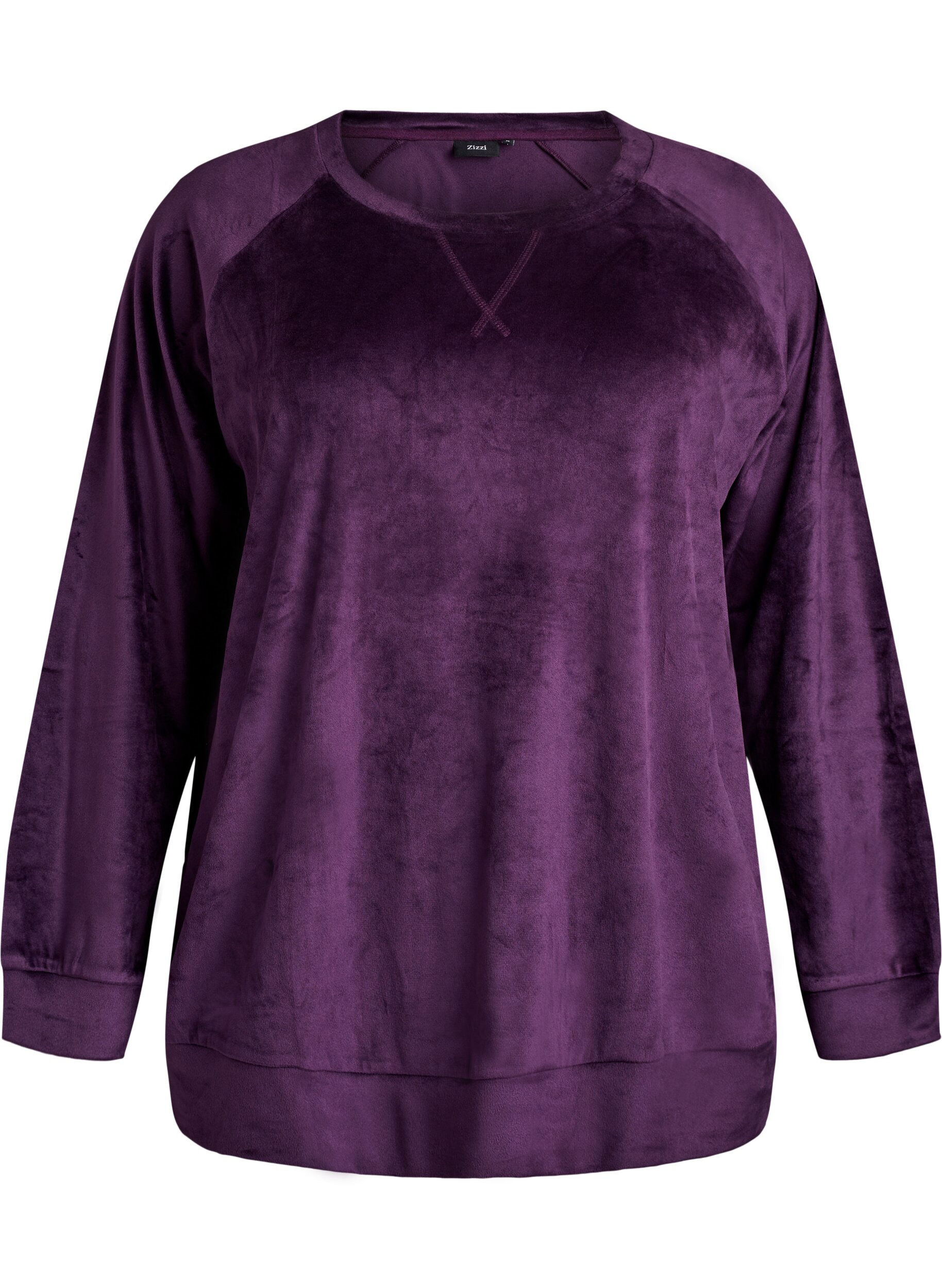 Velour blouse with raglan sleeves