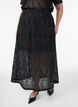 Long eyelet skirt with an elasticated waistband, Black, Model image number 2