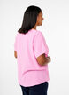 Blouse with short sleeves and a round neckline, Pink, Model image number 2