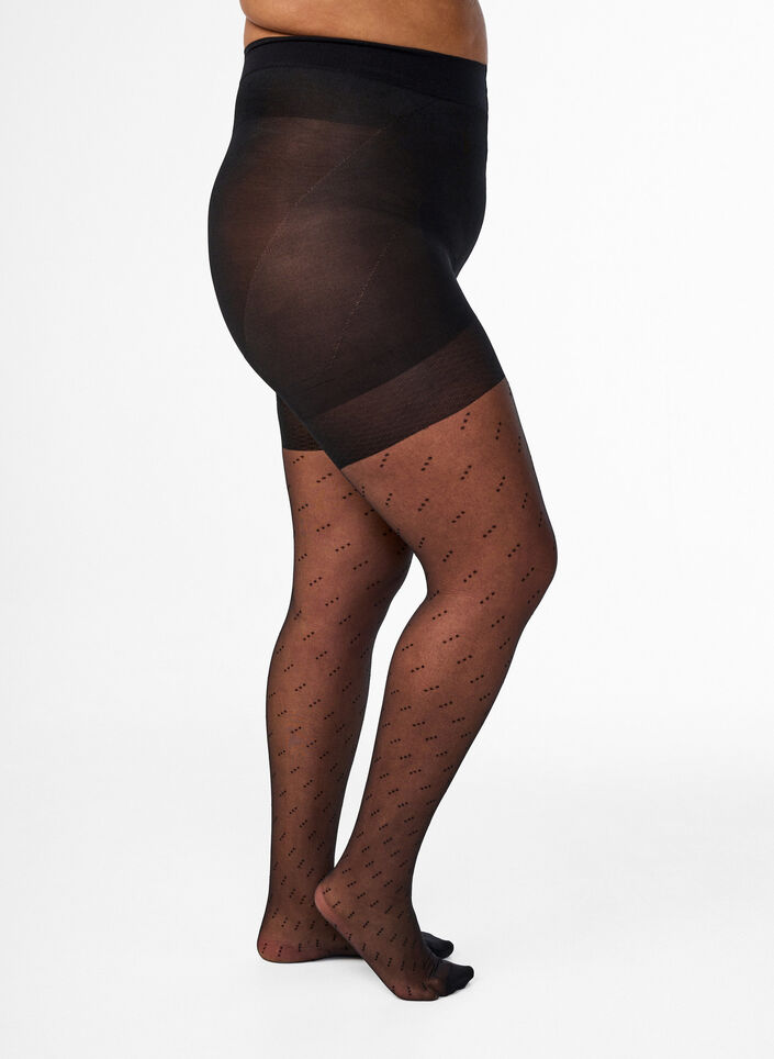 25 denier push-up tights with a dot pattern, Black, Packshot image number 0