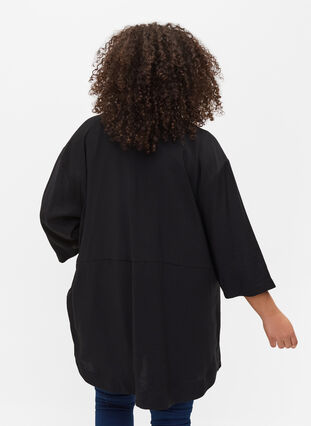 Tunic with v-neck and 3/4-length sleeves, Black, Model image number 1