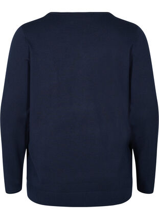 Plain, viscose blend knitted blouse, Night Sky, Packshot image number 1