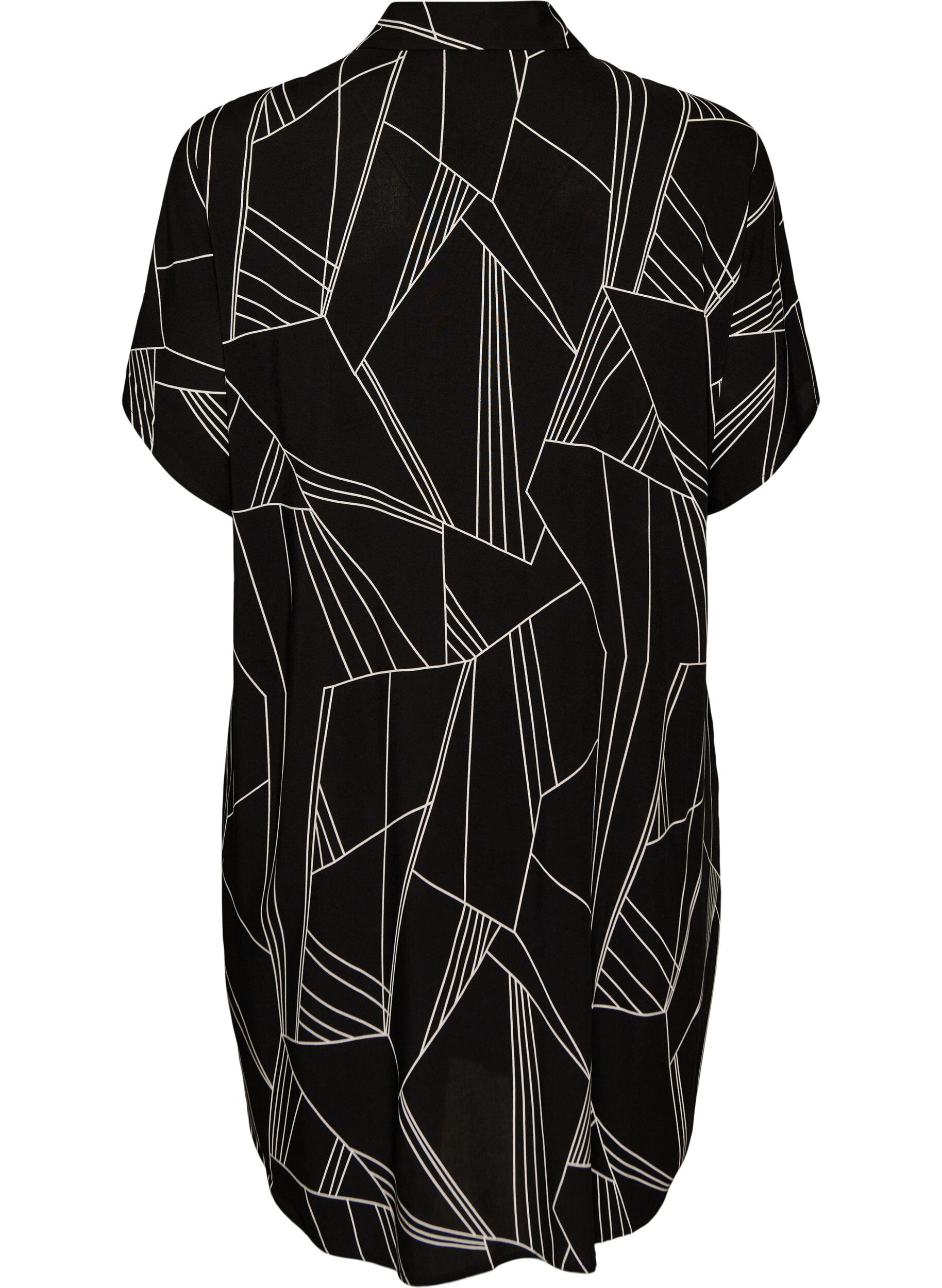 Zizzifashion Loose-fitting long shirt in viscose, Black, Packshot image number 1