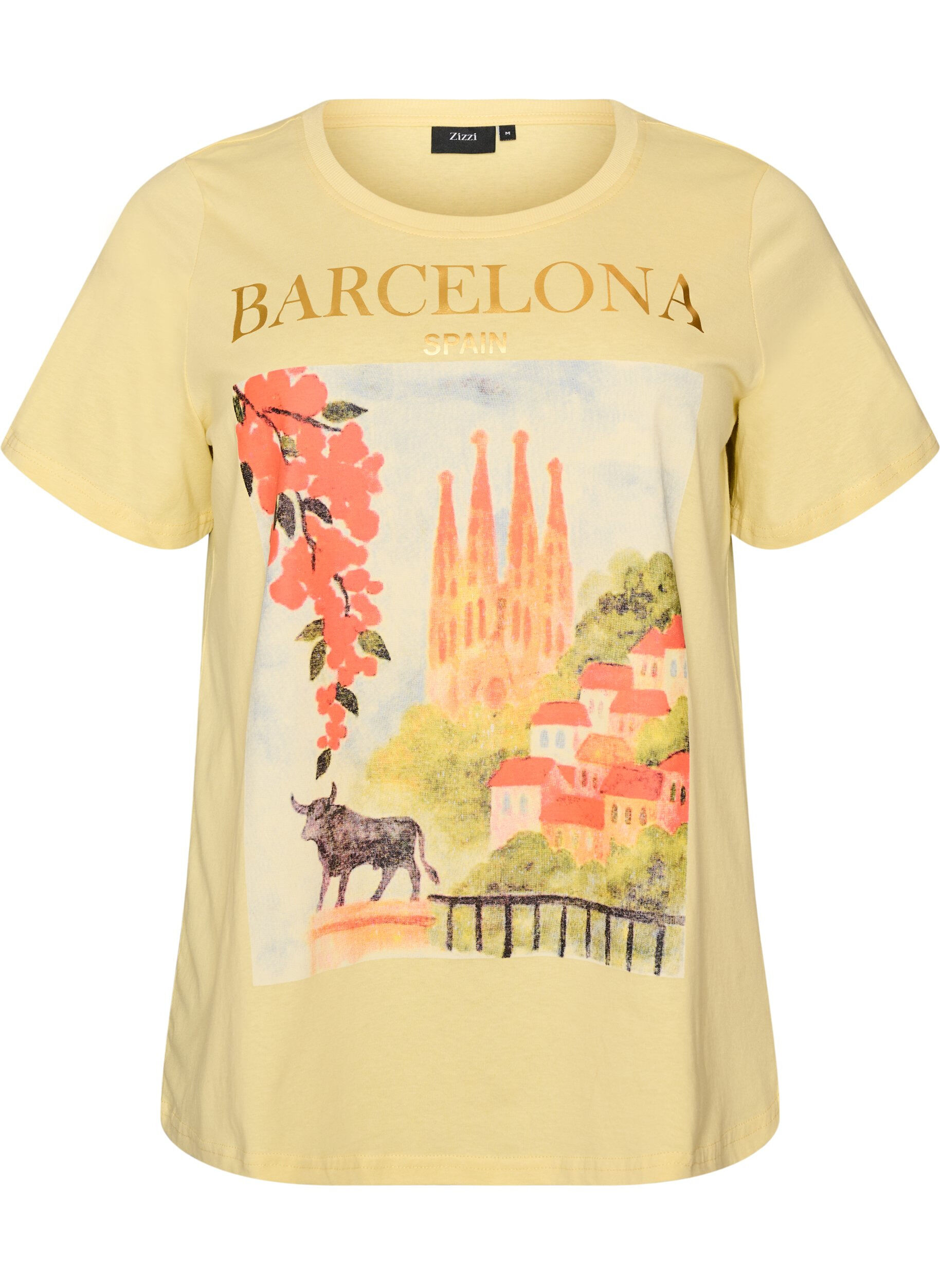 Zizzifashion Cotton T-shirt with print, Yellow, Packshot image number 0