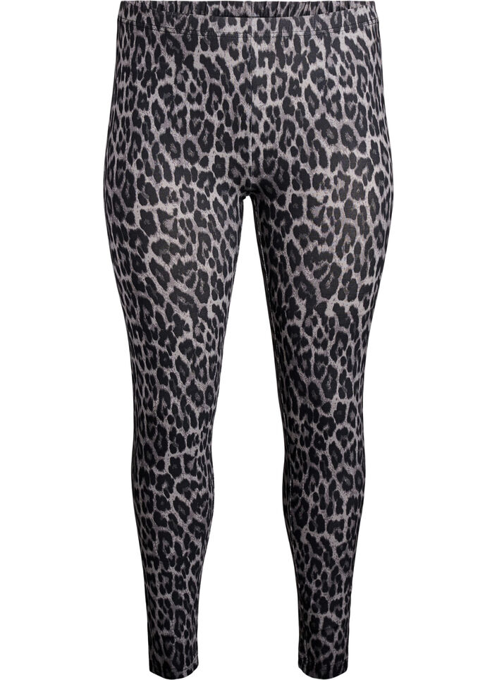 Viscose leggings with leopard print, Dark Grey, Packshot image number 0