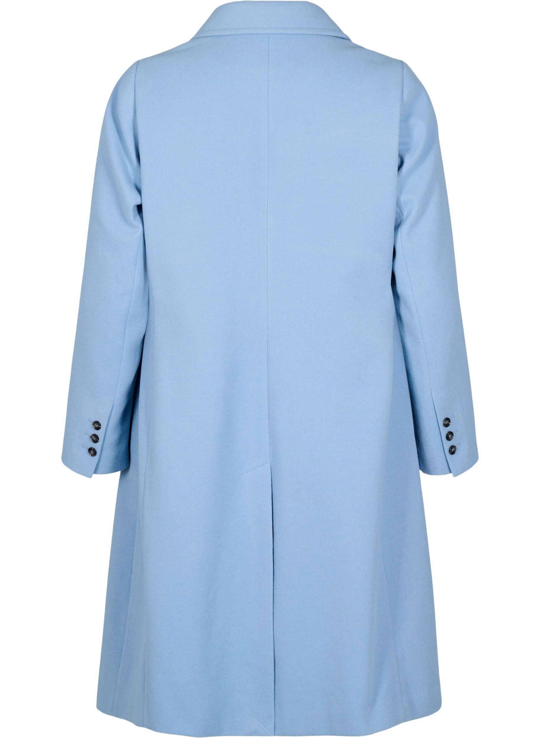 Zizzifashion Long coat with a slit at the back, Light Blue, Packshot image number 1