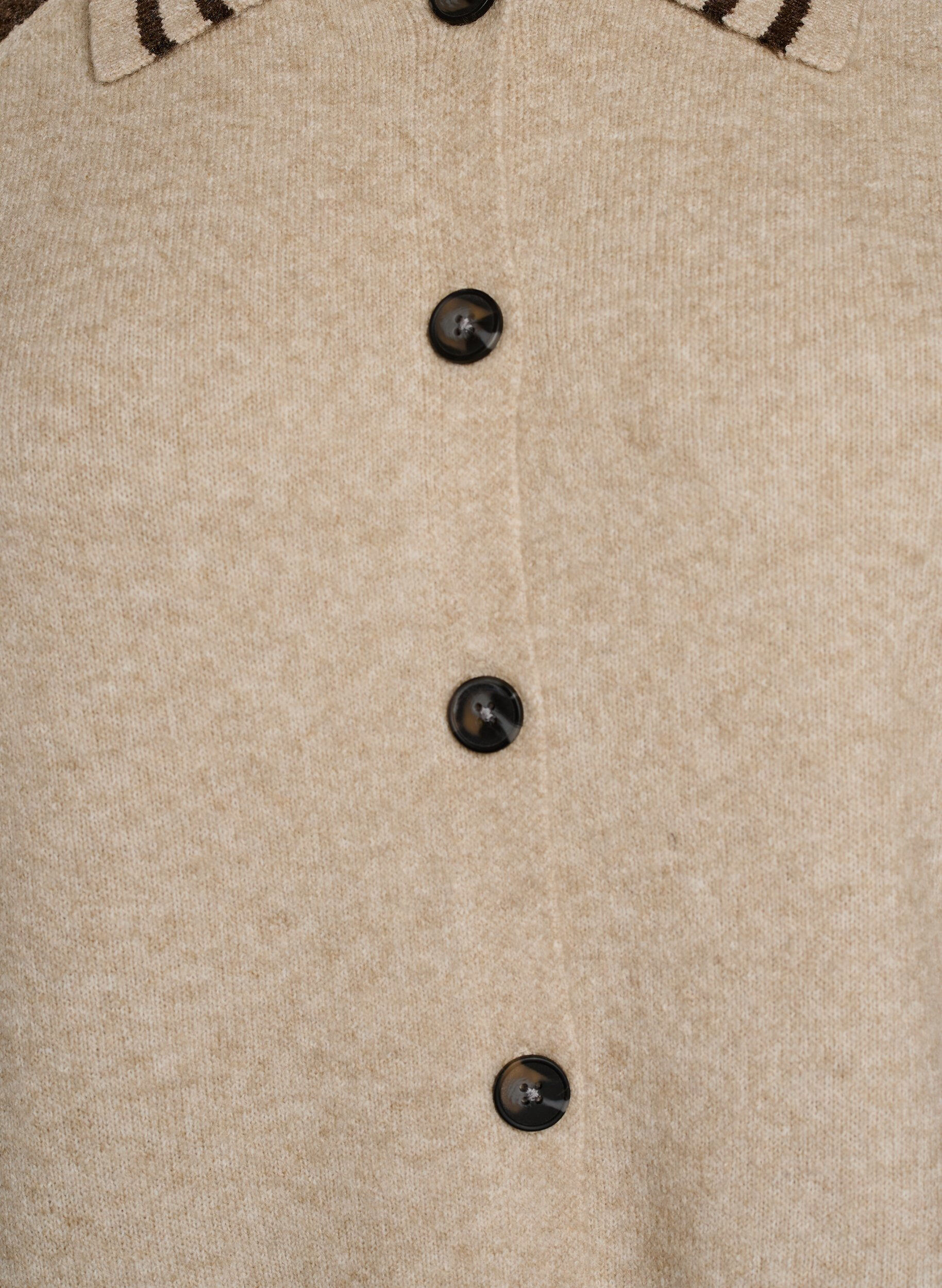 ZizzifashionCardigan with contrast sleeves and collar, Beige, Packshot image number 2