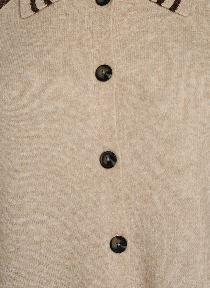 Cardigan with contrast sleeves and collar, Beige, Packshot image number 2