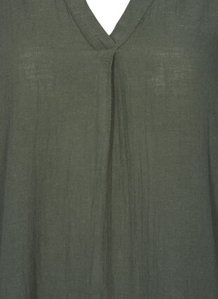 Cotton tunic with a v-neck, Thyme, Packshot image number 2
