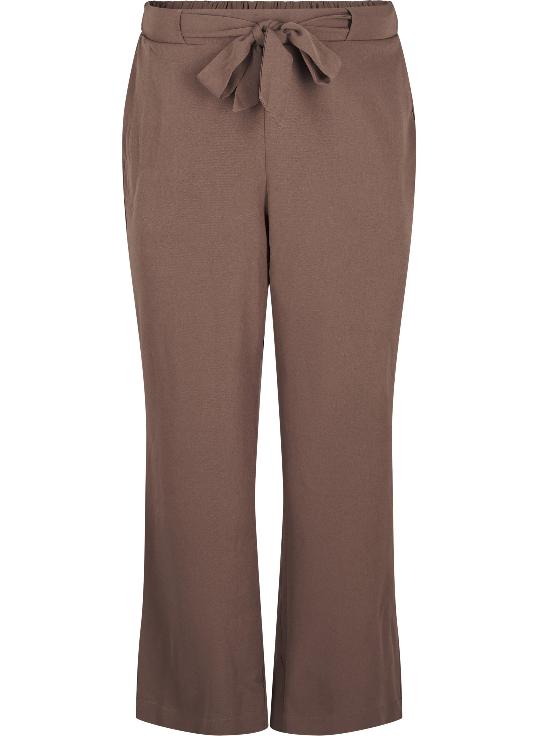 Loose trousers with high waist and tie belt