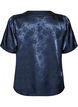 Satin blouse with floral print and V-neck, Blue, Packshot image number 1