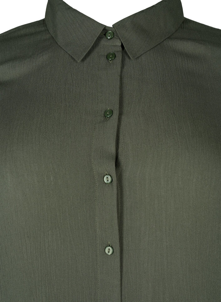 Long viscose shirt with long sleeves, Green, Packshot image number 2