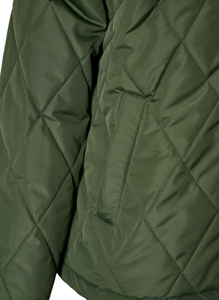 Lightly padded jacket with diamond quilt, Green, Packshot image number 3