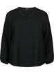 V-neck blouse with lace trim, Black, Packshot image number 0